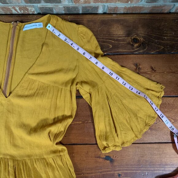 Faithfull The Brand Melia Arwen Tiered Butterscotch USA 8 / Large Midi Dress EUC - Picture 11 of 12